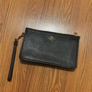 Coach Black Wristlet with Gold Hardware